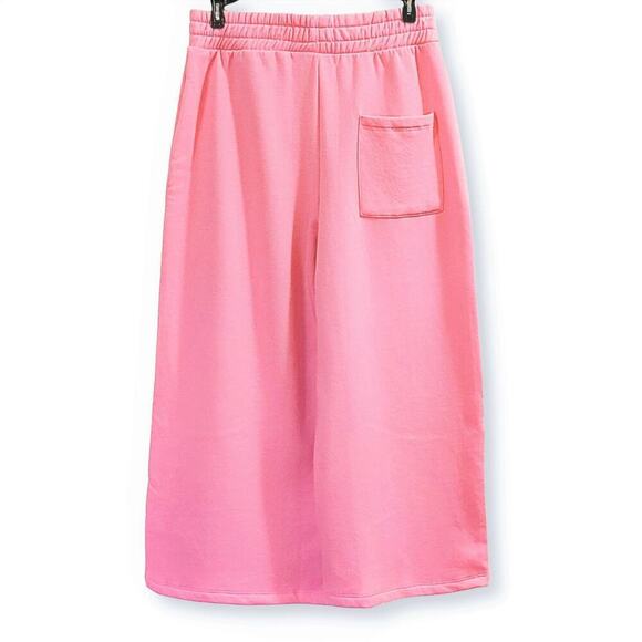 New! Zara Wide Leg Cropped Soft Cotton Fleece Lined Casual Pants - Picture 4 of 5